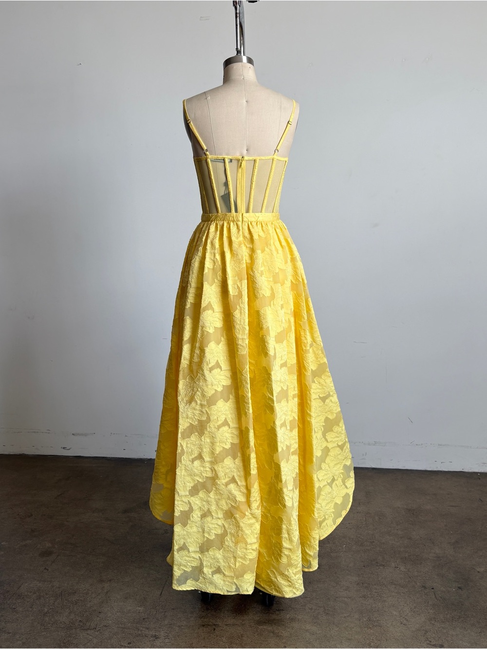 $448 NWT BCBGMaxAzria High Low Organza Tulle Gown in Camomile Sz 4 - Picture 8 of 14